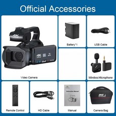 사진 촬영용 전문 비디오 카메라 18X 디지털 줌 나이트 비전 브이로그 카메라 64MP 와이파이 라이브 스트림 웹캠 캠코더 6K, NO card, [09] wireless microphone