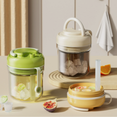 휴대용 아이스트레이 얼음보관 얼음물컵 아이스커피컵 아이스메이커 3in1 빨대컵 보관컵 380ml, 옐로우1개