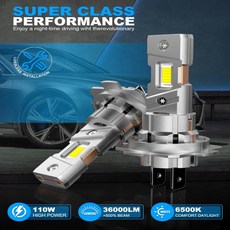 호환 BEAMFLY 110W LED H7 전조등 전구 캔버스 무선 36000LM 초고휘도 6500k 장수형 버전 IP68 램프 전구, 01 하얀색, 01 H7, 01 36000Lm