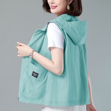 여성용 봄여름 후드 메쉬 베스트 얇은 빅 사이즈 집업 조끼