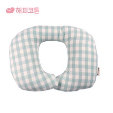 해피코튼 아기 목쿠션 자동차 유모차, 파스텔체크 민트