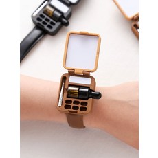 3D프린팅 미니 물감 팔레트 미니파레트 손목시계형 파레트, 1개, 다크브라운 손목시계 물감함 물병포함