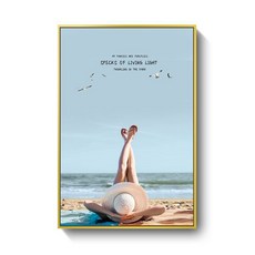 북유럽 해변 풍경 인테리어 액자 거실 장식 그림 모던한 디자인 아트포스터 우드액자 대형사진인화 매력적인 소형액자 현대적인 스타일 액자제작, 골드 프레임 B