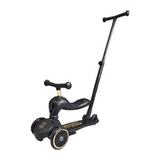 SCOOT AND RIDE 兒童三輪滑步車，可調節座椅高度，輕巧便攜，安全穩定, 黑金, 1個, 25cm