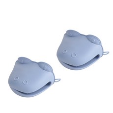 퓨어실리콘 악어 냄비 손잡이 장갑 고급형 실리콘 냄비손잡이 오븐장갑 베이킹 주방 내열 장갑 세트, 2개, 파란색