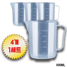 오미어블 PP 플라스틱 계량컵 비커, 4개, 500ml