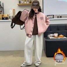 여아 아동 겨울 야구점퍼 패딩 두꺼운 가을 겨울옷 중아동용 상의, 120cm, 핑크 패딩