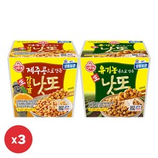 오뚜기 유기농콩으로 만든 생낫또 150g 3개+제주콩으로 만든 생감귤낫또 171g 3개, 963g, 1세트