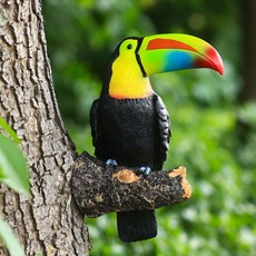 仿真裝飾 戶外庭院花園擺件 動物樹掛園林田園裝飾, 綠嘴大嘴鳥