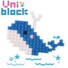 유니블럭 3000 동물 만들기 고래 UB008, 1개, 혼합색상