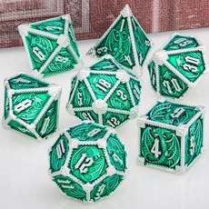 다면체 주사위 금속 DND 던전 및 드래곤 DD RPG D 세트 역할 놀이 게임 D20 D12 D10 D8 D6, Green, 1개