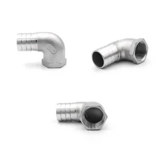 1/8 " -1 "BSPT 남성과 여성 바브 호스 팔꿈치 90도 304 스테인레스 스틸 파이프 피팅 커넥터6MM/8MM10MM15, 04 주황색, 05 10mm, 02 1/2인치