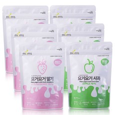 [맘스] 생과일이 무려70% 유산균 아이과자 요거요거 혼합10팩6팩4팩, 딸기맛3팩,사과맛3팩, 6개, 16g