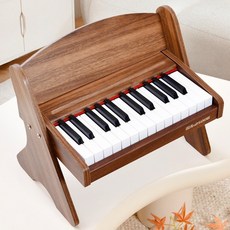 GAPINO 미니 피아노 25키 디지털 피아노 볼륨 조절 가능 소형 음악 교육용 장난감 초보용, 1개, 월넛 컬러