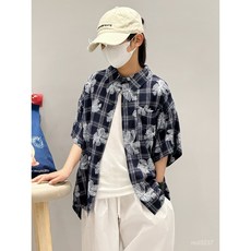 臺灣熱銷 兒童短袖襯衫男童夏季2025新款洋氣男孩半袖上衣夏裝薄款格子外套