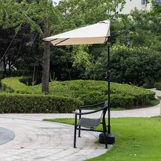 미니 파라솔 옥상 하프 비치 차단막 테라스, 카키색 18L 반원형 받침대 200x100