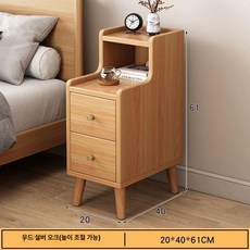 침대옆 협탁 서랍장 표준 틈새 침실 선반 테이블 원목, 조립형, 1개, 6.밀도판 더블 서랍 + 푸지 업그레이드 20x40x6