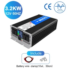 Urbanrond 순수 사인파 인버터 더블 소켓 LCD 디스플레이 DC 12V 24V-AC 전압 변환기 공급 장치 3.2KW 5000, 06 12V 3200W