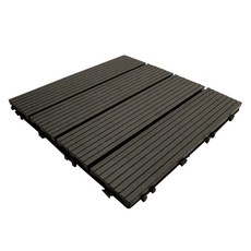 卡扣式木質地板 戶外陽台庭院拼接地板 DIY木紋防滑耐磨地板, 深灰直條, 1個