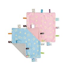 해외 CREVENT Tag Security 아기용 담요 남아용 부드럽고 작은 러비 아기 이불 감각 생일 베이비 샤워를 위한 훌륭한 선물 25.4 x 25.4cm10 10인치 8, Pink Star + Blue Star.