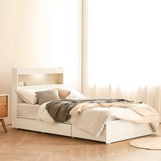 동서가구 이즈 카이 LED 1단 3서랍 수납침대 프레임 방문설치, 워시