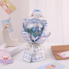 인형 꽃다발 보보볼 티안싱 졸업 선물 축제 기념, 2. A78-14cm 블루+선물가방+라이트