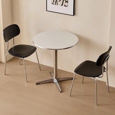 원형 테이블 의자 카페 접이식 펜션 철제 발코니 베란다, 60cm 원형 테이블+의자 2개 화이트 블랙