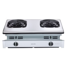 SAKURA櫻花牌雙口檯面爐，雙口設計，精準火力控制，安全熄火裝置，不鏽鋼檯面, 液化石油氣 (LPG), G6902A