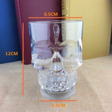 七彩發光感應啤酒杯 LED炫彩閃光大鬼頭骷髏杯 入水即亮, 1個, 301-400ml