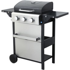 뚜껑이 있는 3구 가스 그릴 그릴이 바비큐 그릴 콤보 바퀴가 달린 야외 접이식 사이드 테이블이 프로판 쿠킹 그리드 스테인리스 스틸 25650BTU, 뚜껑이 있는 3구 가스 그릴, 그릴이 바비큐 그릴 콤보