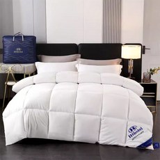이불 호텔 사계절 힐튼 침구 차렵 겨울, 200x230cm 6근 겨울 이불+주머니, 클래식 화이트 공식 자체 검사 항균 및 진드기 방지