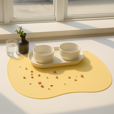 와우 신나라 반려동물 펫 식기 매트 초대형 62cm x 48cm 논슬립 미끄럼방지 실리콘 매트, 1개, 옐로우