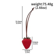 레진 레드 딸기 가방 펜던트 과일 참 장식품 자동차 걸이 장식 키체인 귀여운 큰 선물, 1. BG00165-02, 1개