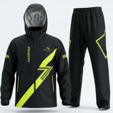 라이더우비 오토바이 우비 빅사이즈 세트 초강력 방수 배달 비옷 우의, 블랙