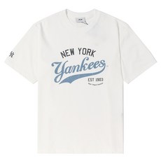 MLB 남녀 공용 바시티 빈티지 그래픽 오버핏 반소매 티셔츠