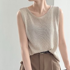 프리티글라라 여성 라운드넥 베이직 니트 민소매 나시