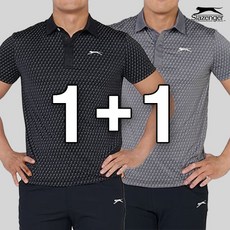 슬레진저 1+1 남성 펀칭 디테일 스판 카라 반팔 티셔츠