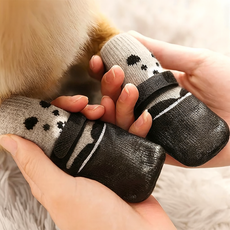 으로마켓 산책용 미끄럼방지 방수 강아지 양말신발, 4개, 블랙