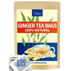 TeeLux 카모마일 라벤더 티백 & 레몬 밤 허브 티 카페인 프리 진정 및 기분 좋은 아로마 100개, 100개입 (1팩), 생강, 1, 100