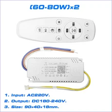 1쌍(20-40W)×2(40-60W)×2 디밍이 가능한 지능형 LED 드라이버 샹들리에 변압기 2.4G 원격 및 APP 제어 전, 01 60-80W-2, 01 220V용