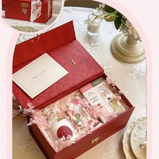 臺灣*出貨 伴手禮套裝成品香薰禮盒開業伴手禮生日禮物女生閨蜜, 【新款緞花禮盒】緋紅3