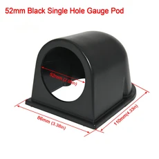 범용 자동차 디지털 LED 전자 진공 게이지 바 미터 및 포드 틴트-1.0 ~ 0 bar AD 2 인치 52mm, 04 Single Pod