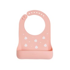 에디슨 프렌즈 베이비 실리콘 턱받이, 핑크래니(흰토끼), 1개입, 1개