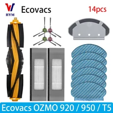 Ecovacs Debot OZMO T5 920 액세서리 메인 사이드 브러시 물 탱크 캐스터 휠 필터 진공 청소기 예비 부품, 18 14PCS