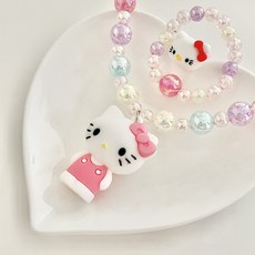 메르시봉봉 여아 입체 헬로키티 목걸이 팔찌 반지 세트 산리오 친구들