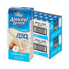 매일유업 아몬드브리즈 언스위트 제로슈거, 190ml, 48세트
