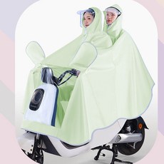 AOKADA 배달 판쵸 오토바이 비옷 우의 남녀공용, 2인용 녹색