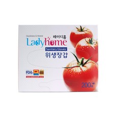 레이디홈 위생장갑 200매 일회용 비닐장갑, 1개, 200개입