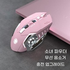 PYHO 무선 마우스 충전식 사무용 게임 빛나는 LED 마우스 데스크탑 PC 컴퓨터 노트북 용 게이머 마우스, 핑크, G306