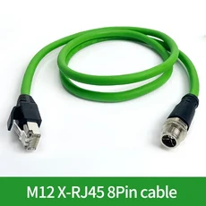 ​산업용 M12 8핀 X-코드 - RJ45 이더넷 케이블 | 360도 10Gbps 기가비트 데이터 전송선 ° EMI/RFI용 쉴드, 01 Green